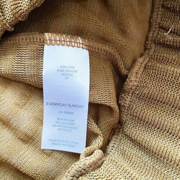 NWT EVERYDAY SUNDAY SHIMMERY GOLD SHEER STRIPED WIDE LEG COVER UP TROUSERS PANT - Picture 11 of 11